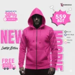 স্টাইলিশ পিঙ্ক হুডি – সুপার সফট ও আরামদায়ক
