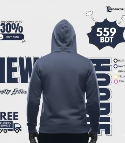স্টাইলিশ প্রিমিয়াম ব্ল্যাক হুডি – সুপার সফট ও আরামদায়ক