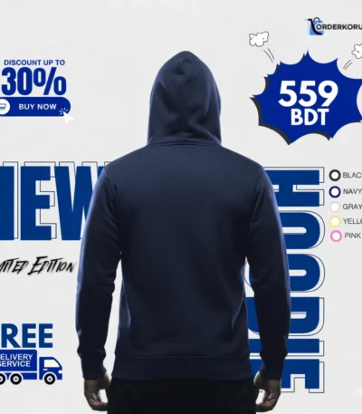 স্টাইলিশ নেভি ব্লু হুডি – সুপার সফট ও আরামদায়ক